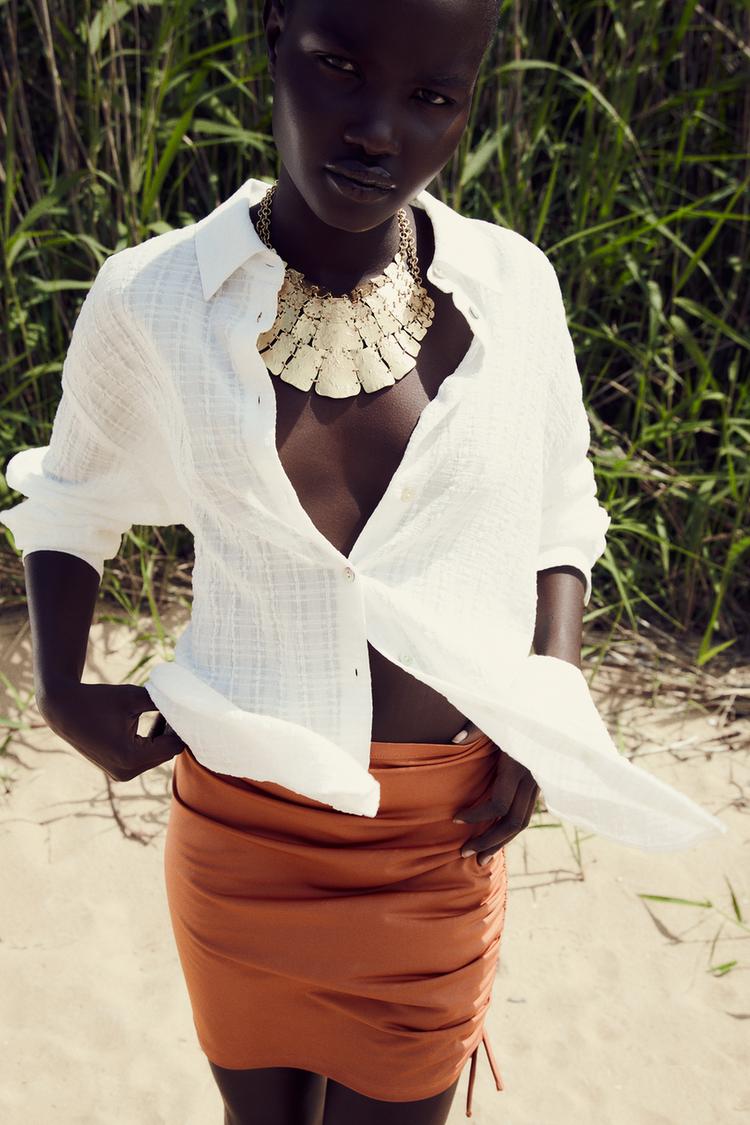 RUSTIC FABRIC OVERSIZE SHIRT