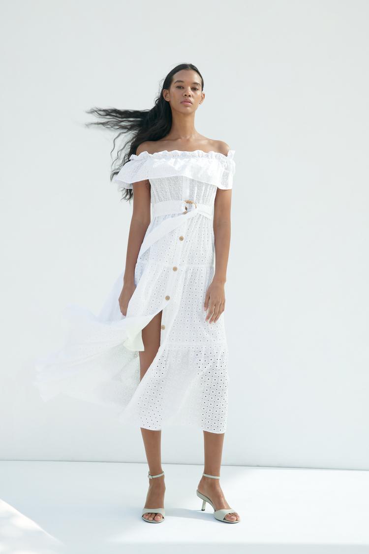 CUTWORK EMBROIDERY MIDI DRESS
