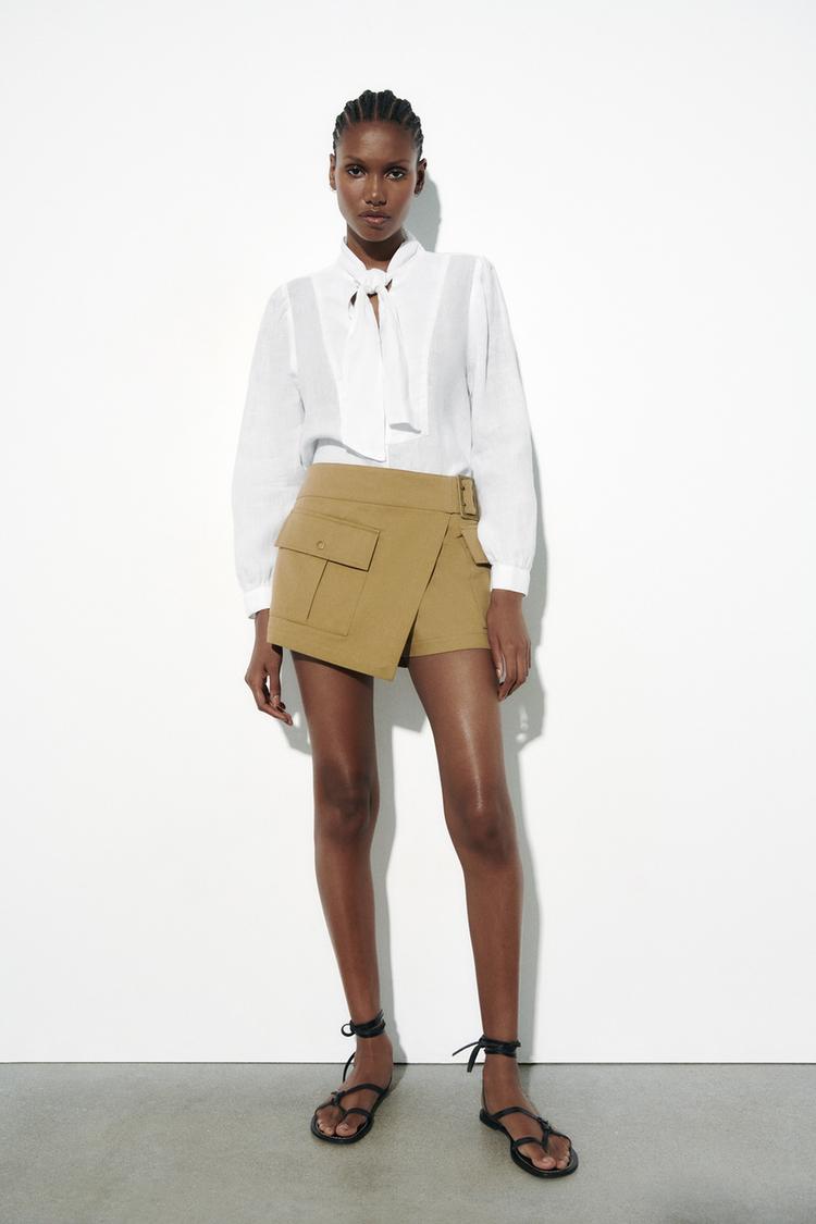 100% LINEN SHIRT WITH BOW