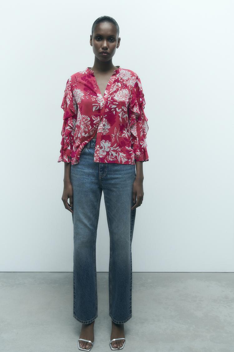 PRINTED RUFFLED SHIRT