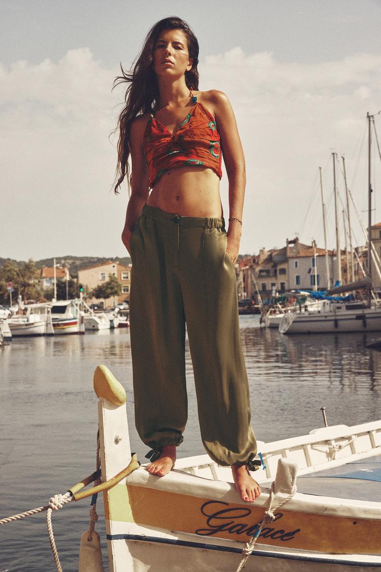 SATIN TROUSERS WITH TIES