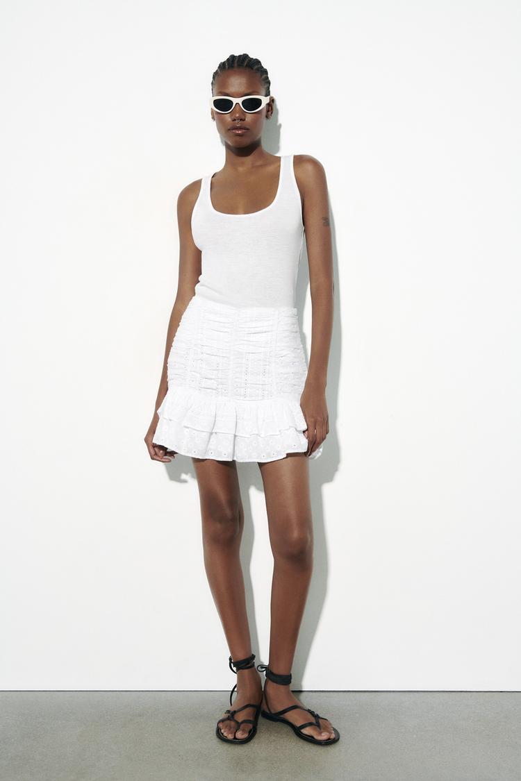 MINI SKIRT WITH CUTWORK EMBROIDERY