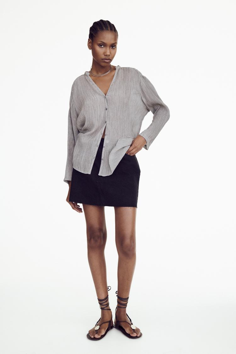 LONG WRINKLED-EFFECT TOP