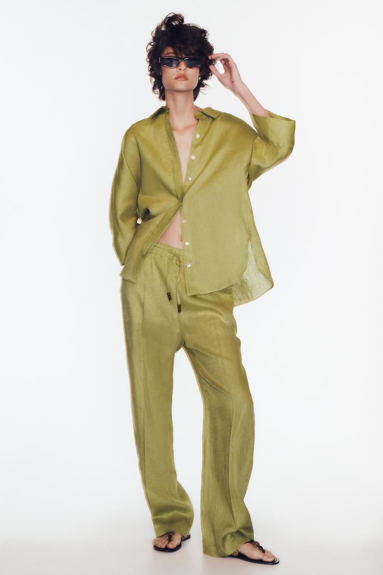LINEN PYJAMA-STYLE TROUSERS