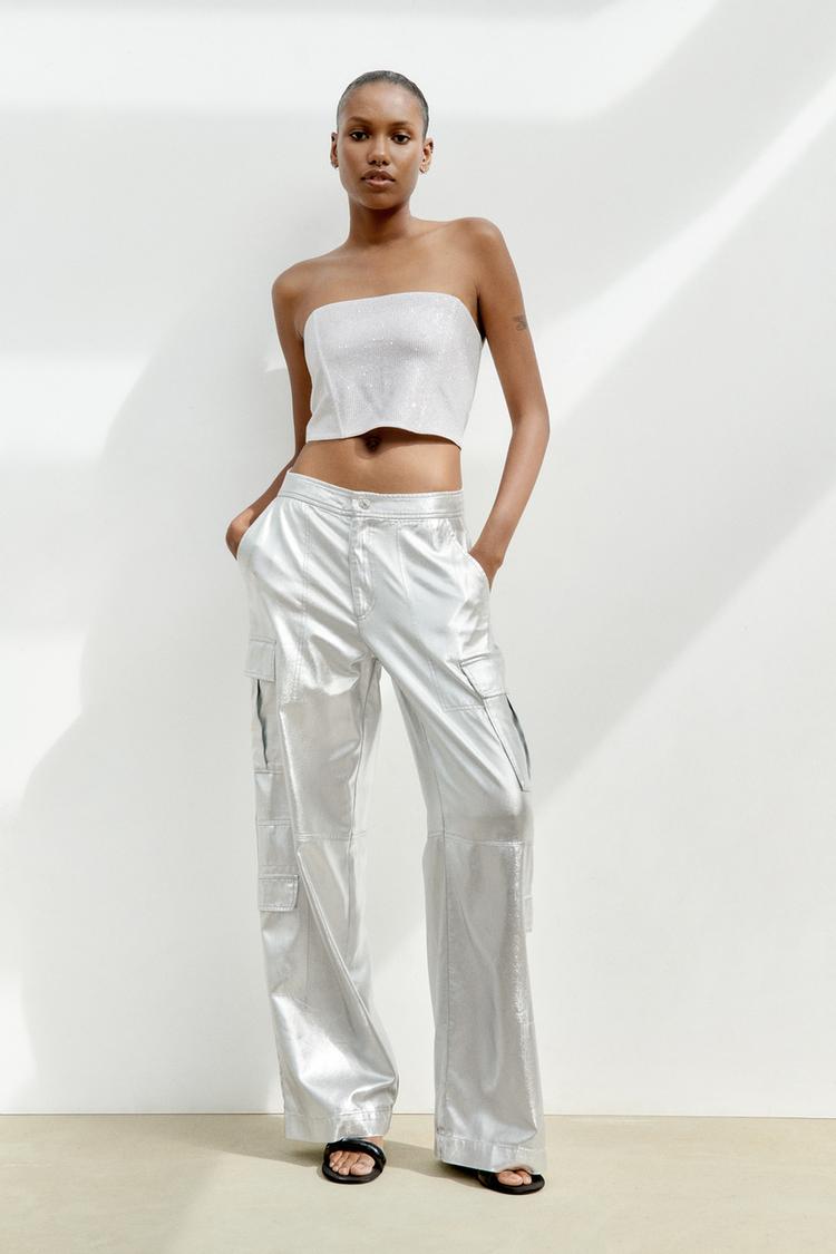 STRAPLESS TOP WITH RHINESTONES