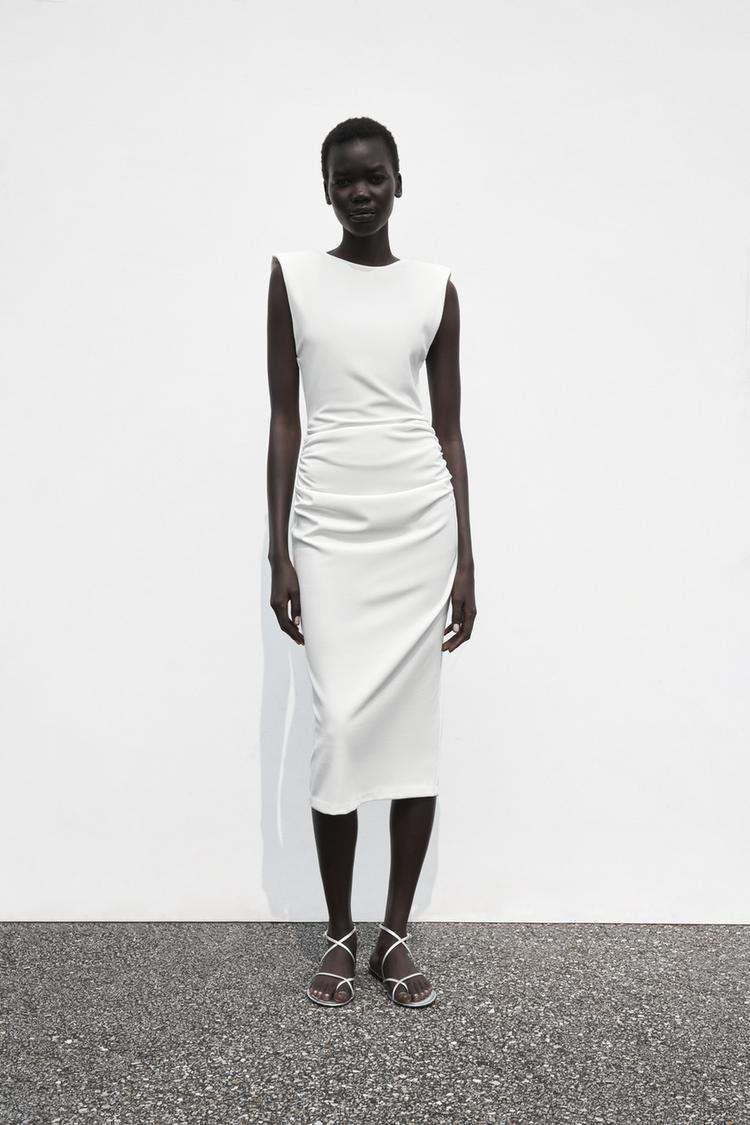 MIDI DRESS WITH SHOULDER PADS