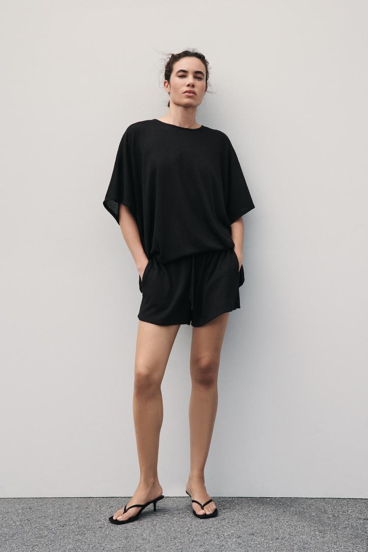 KNIT CAPE T-SHIRT