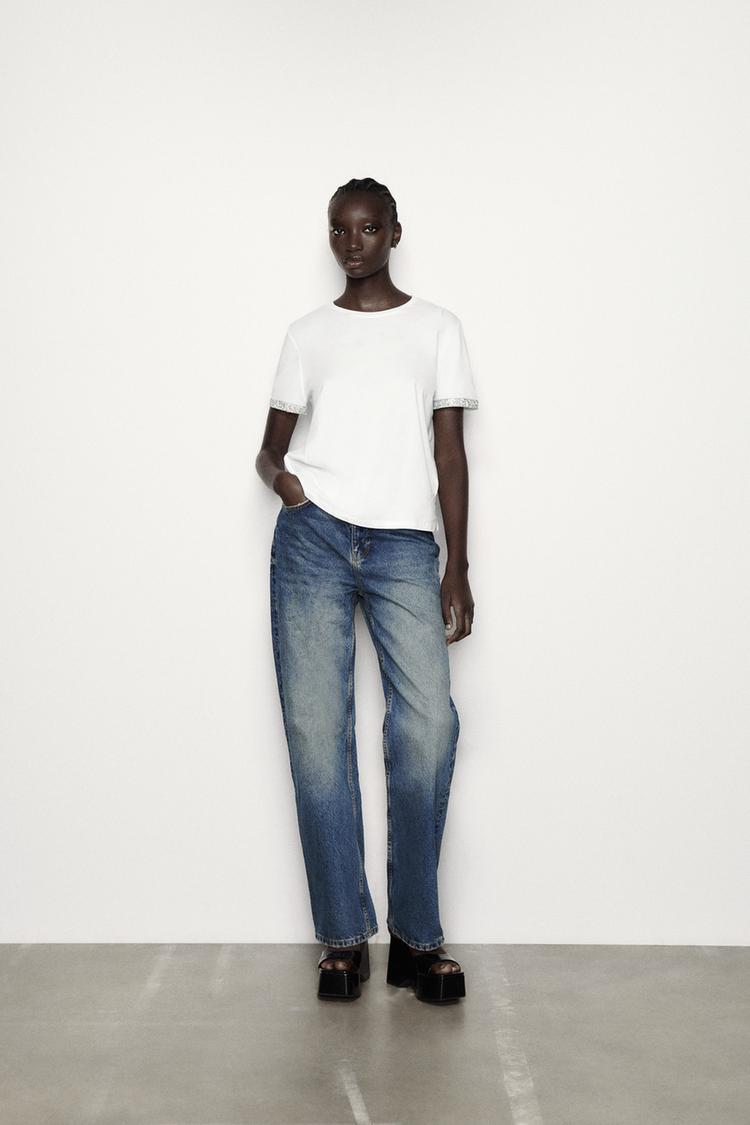 T-SHIRT EMBELLISHED WITH RHINESTONES