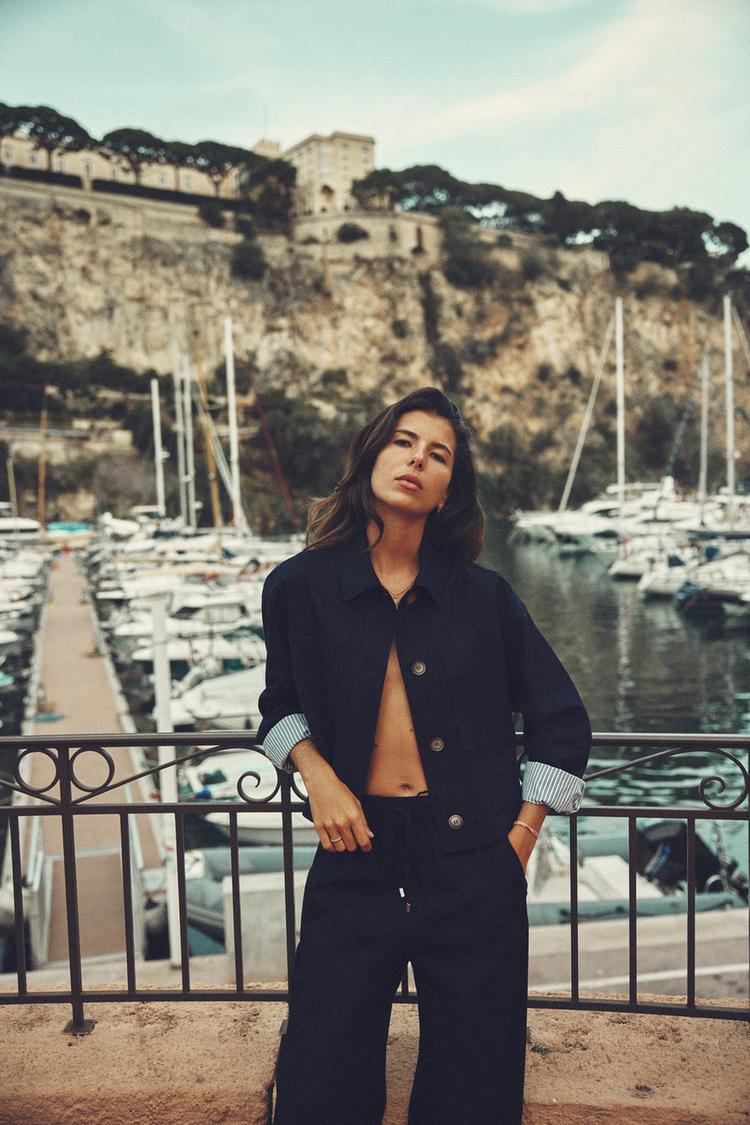 LINEN BLEND CROPPED JACKET