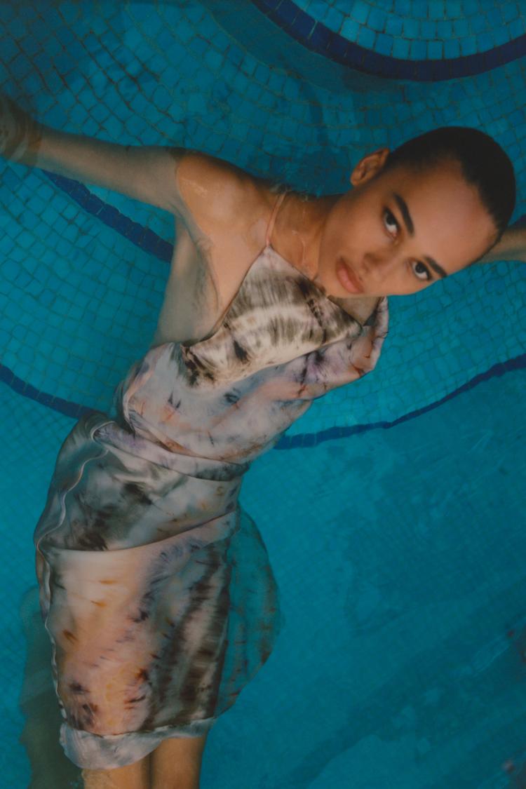 TIE-DYE PRINT MIDI DRESS