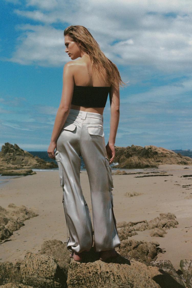 SATIN CARGO TROUSERS