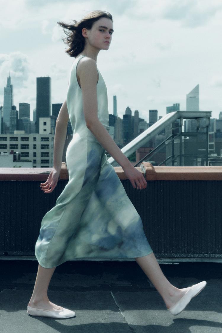 DRAPED SATIN DRESS