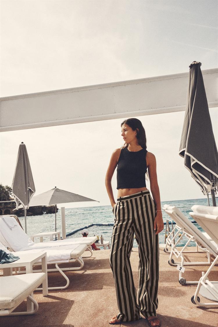 STRAIGHT FIT STRIPED TROUSERS