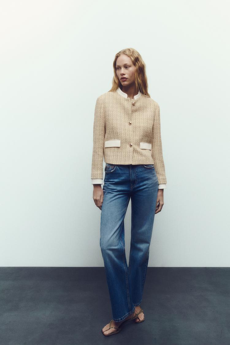 SHORT TEXTURED WEAVE BLAZER