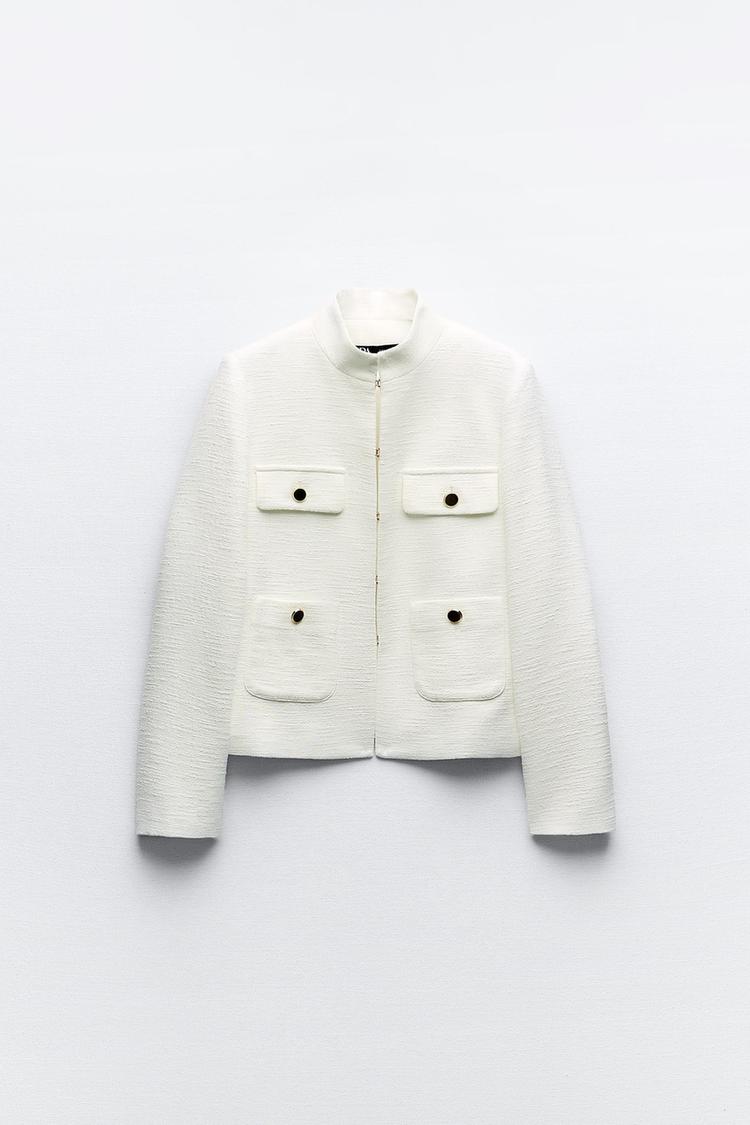 HIGH NECK TEXTURED BLAZER