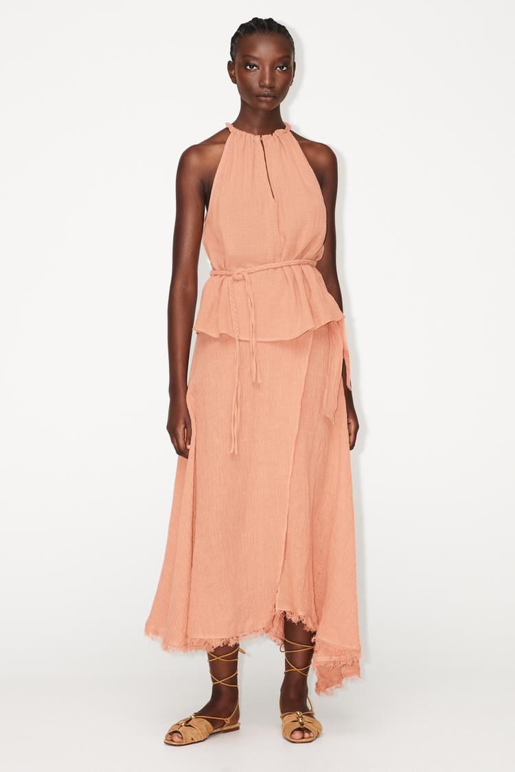 LINEN ASYMMETRIC WRAP SKIRT