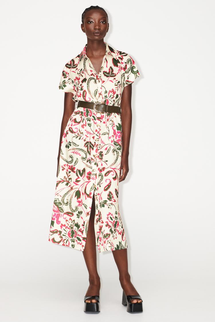 BELTED STRIPED SHIRT DRESS