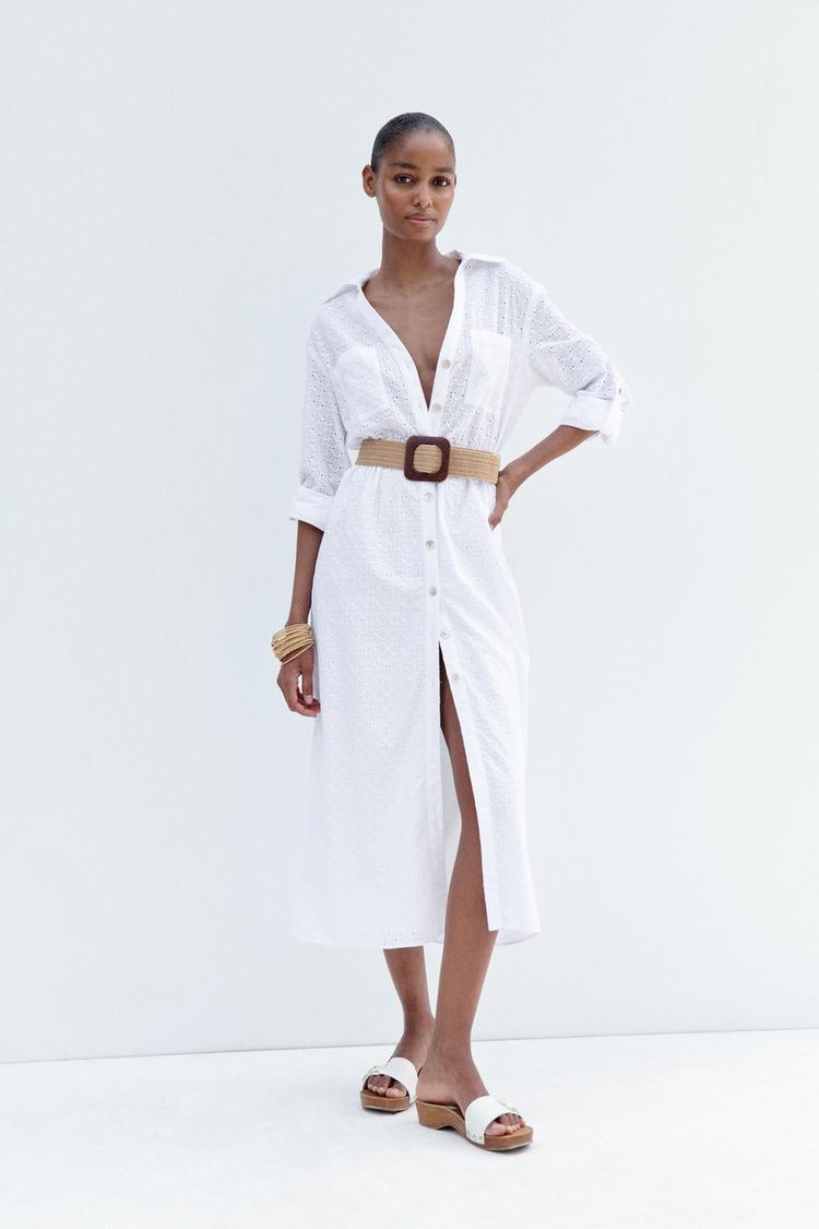 BELTED MIDI SHIRT DRESS