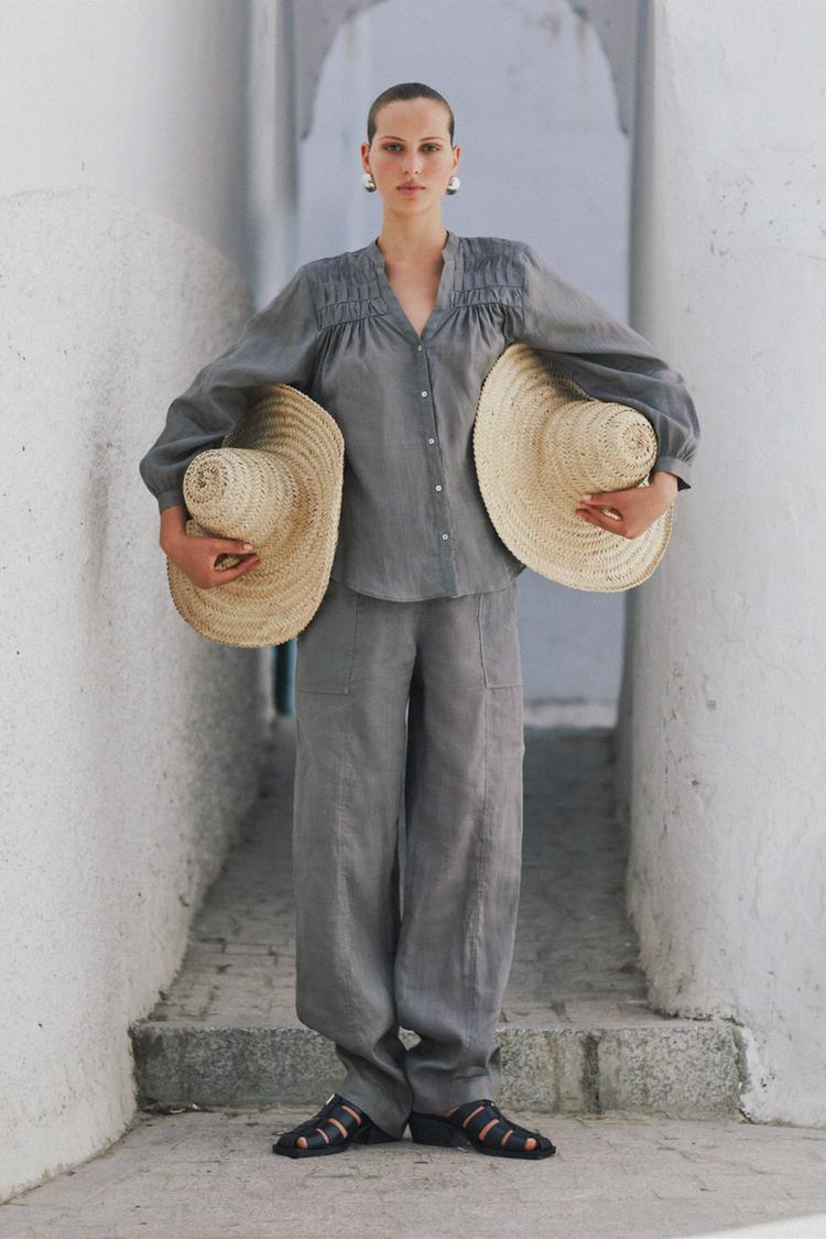 GATHERED RAMIE SHIRT