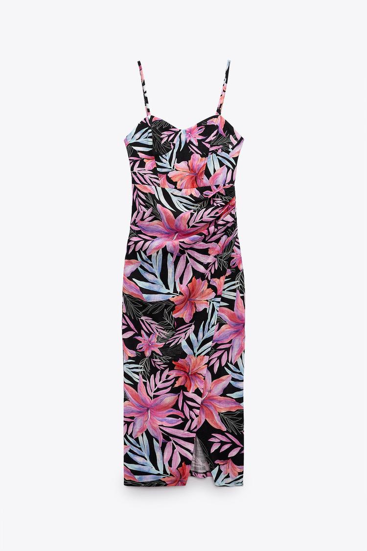 TROPICAL PRINT CORSETRY-INSPIRED DRESS