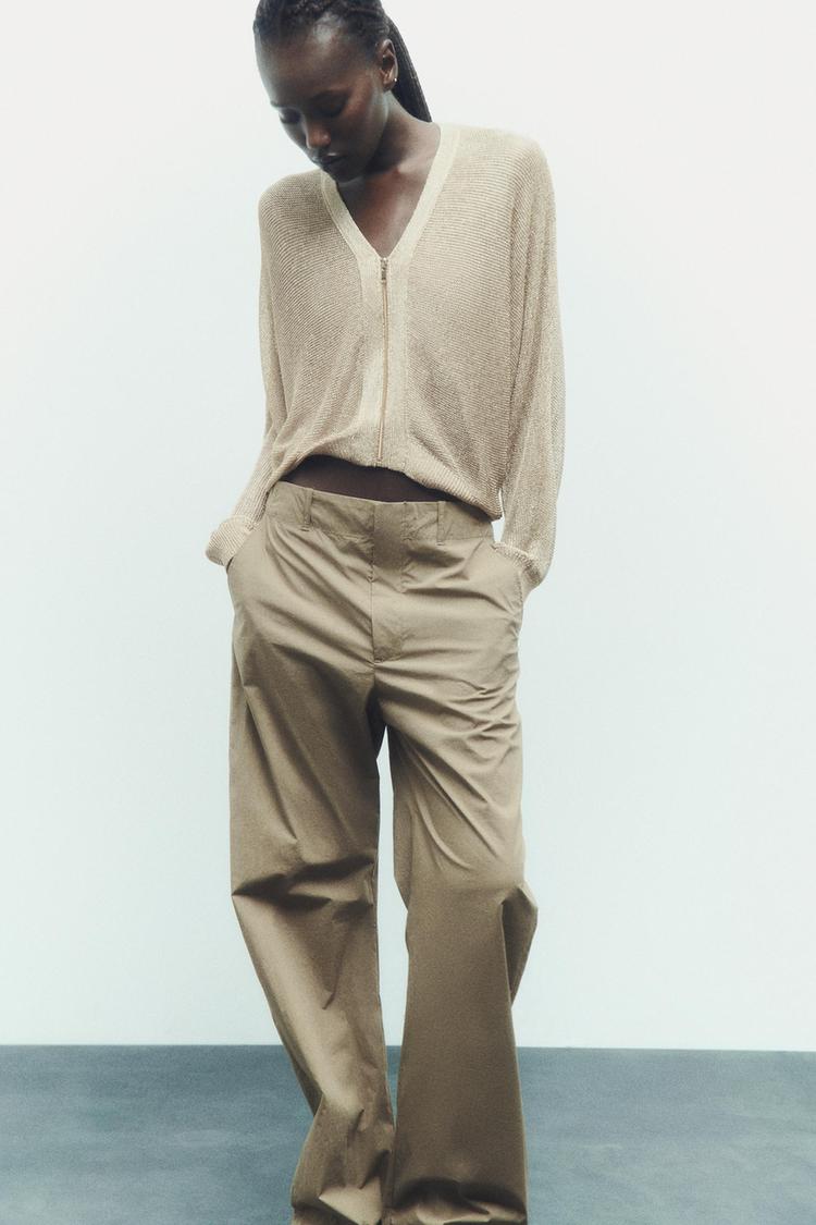 KNIT BOMBER CARDIGAN WITH METALLIC THREAD