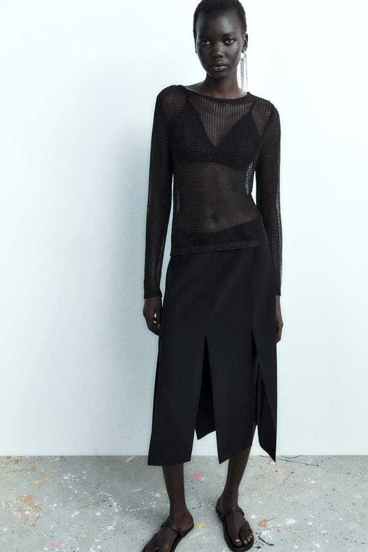 METALLIC MESH KNIT TOP
