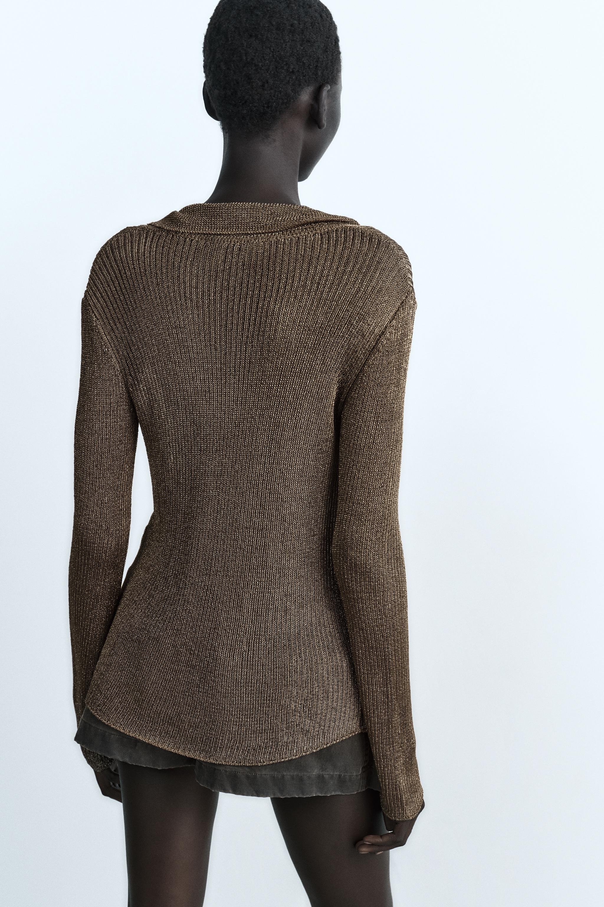 Zara METALLIC MESH KNIT CARDIGAN | Mall of America® Zara METALLIC MESH KNIT CARDIGAN | Mall of America®