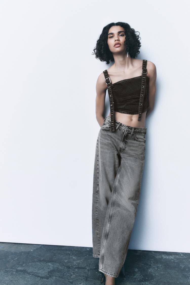 TRF DENIM TOP WITH BUCKLES