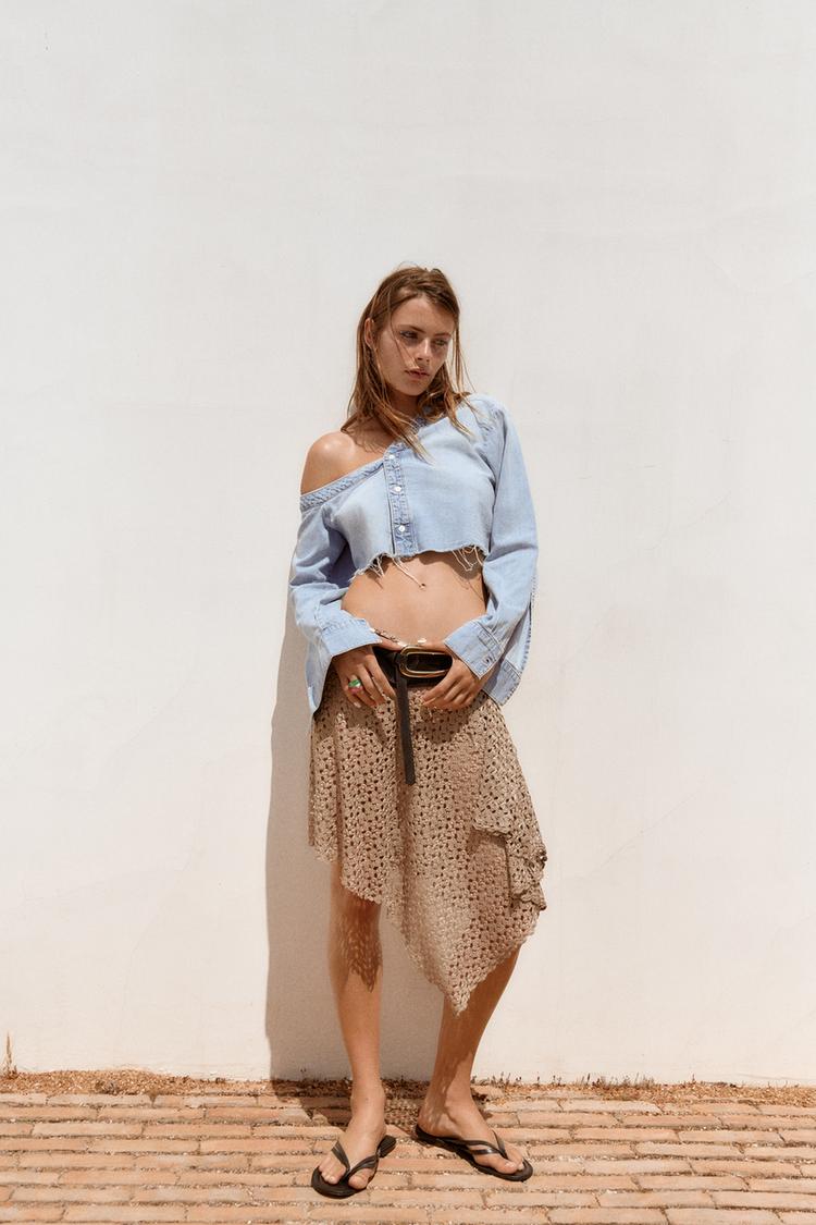 ASYMMETRIC DENIM TRF SHIRT