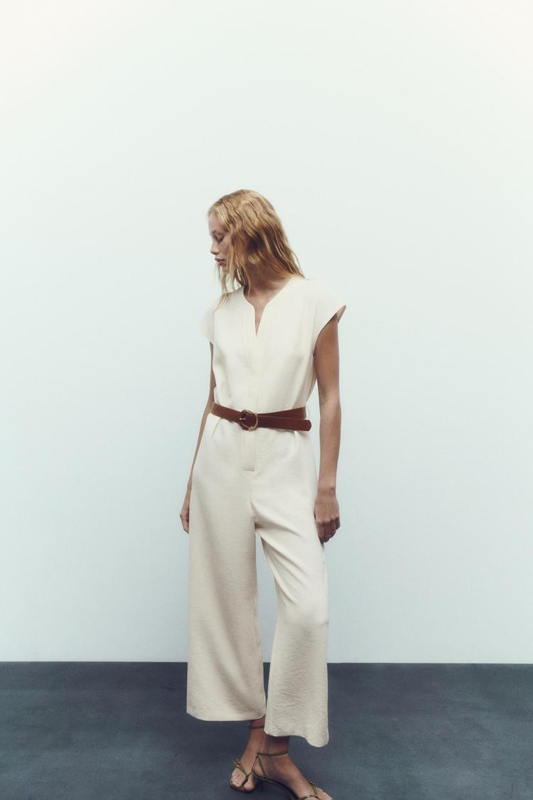 BELTED WIDE-LEG JUMPSUIT