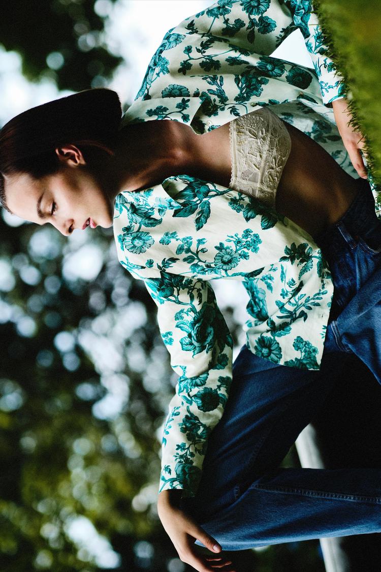 FLORAL PRINT LINEN BLEND SHIRT