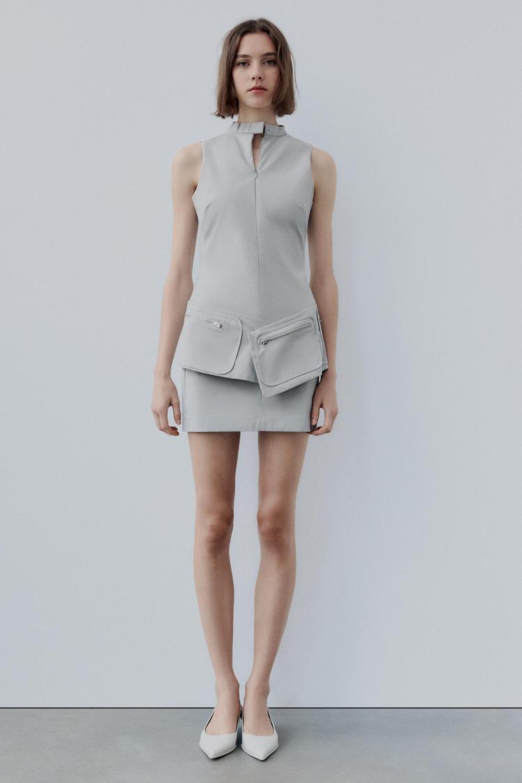 SHORT DRESS WITH BELT AND POCKETS