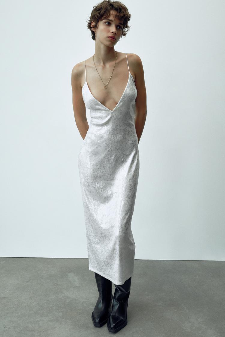SEQUINNED MIDI DRESS