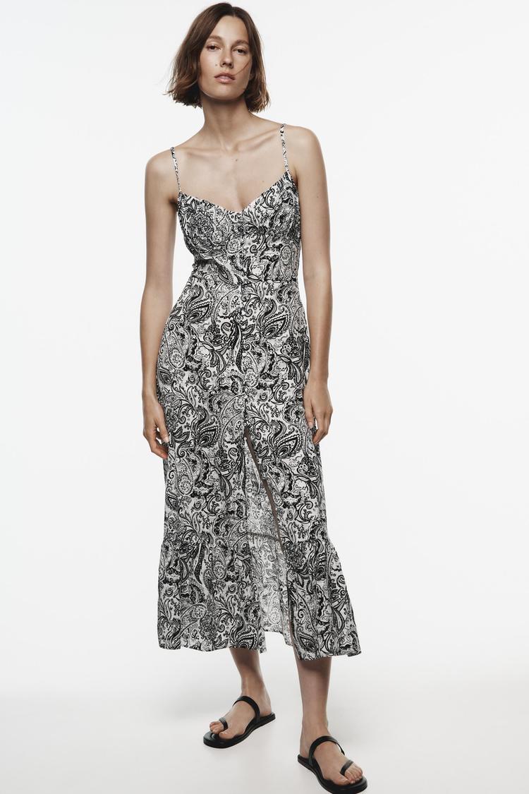PRINTED RUSTIC MIDI DRESS