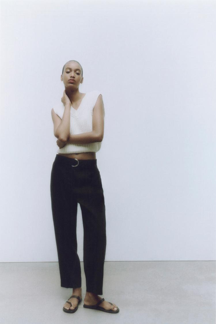 CROPPED TROUSERS WITH BELT