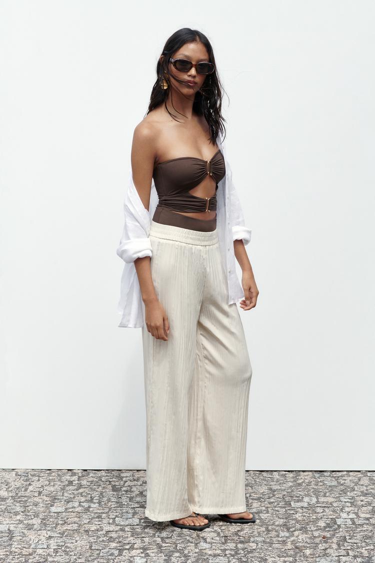 CREASED-EFFECT PALAZZO TROUSERS