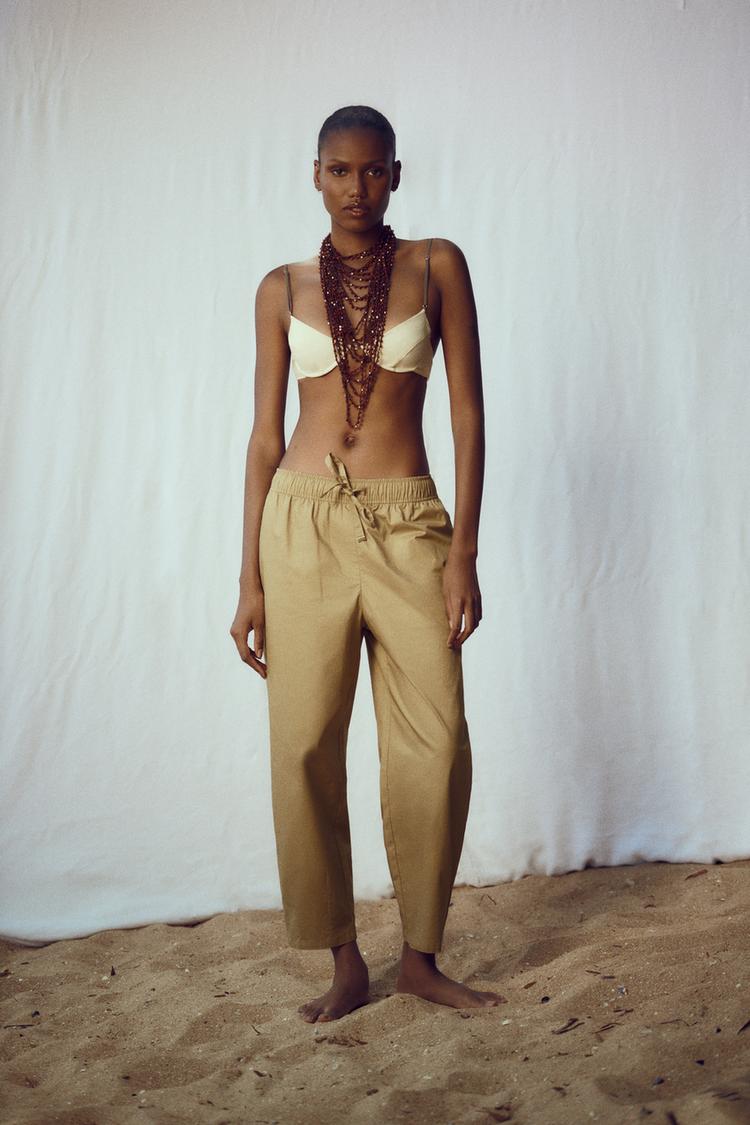 CARROT FIT POPLIN TROUSERS