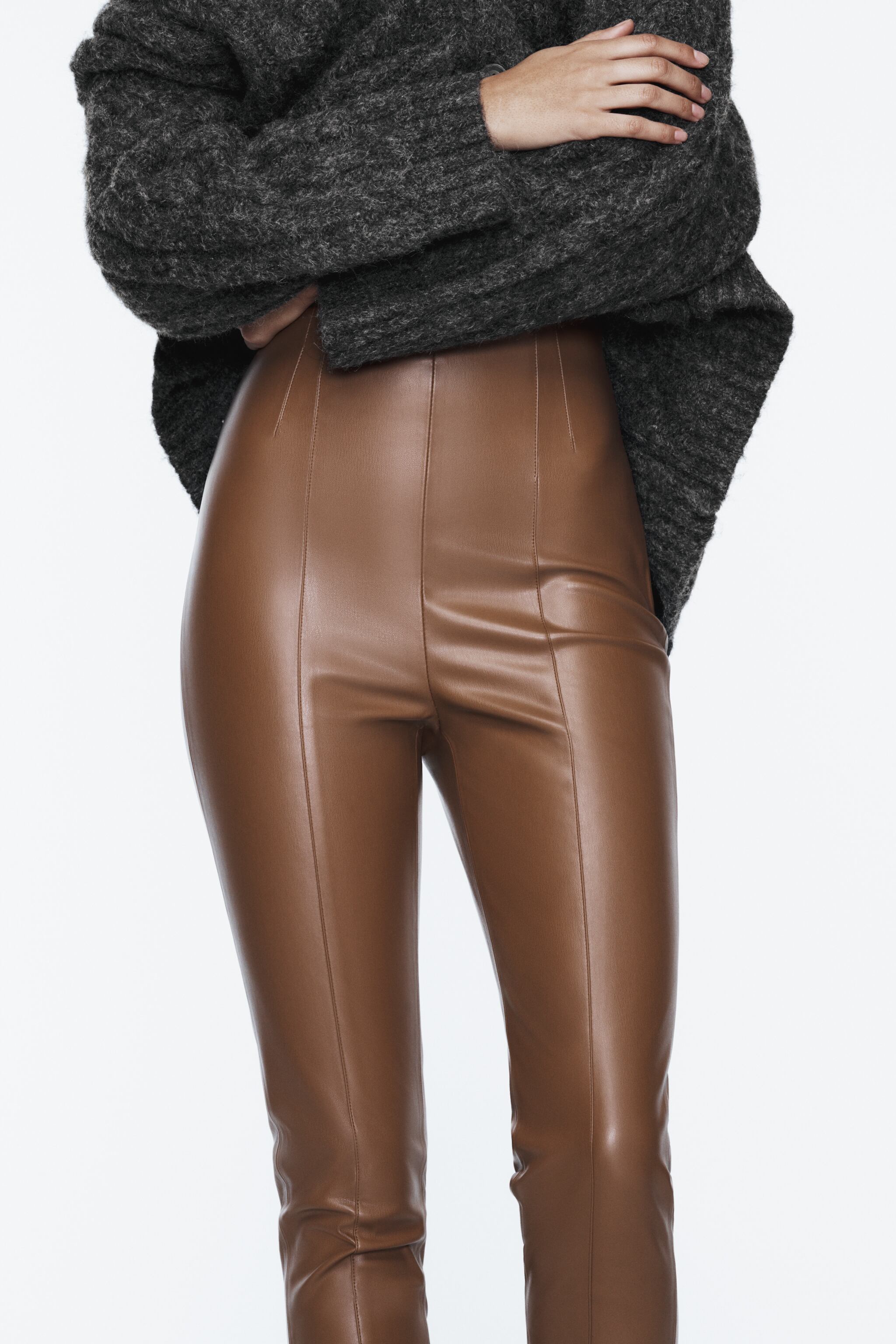 FAUX LEATHER HIGH-WAISTED LEGGINGS