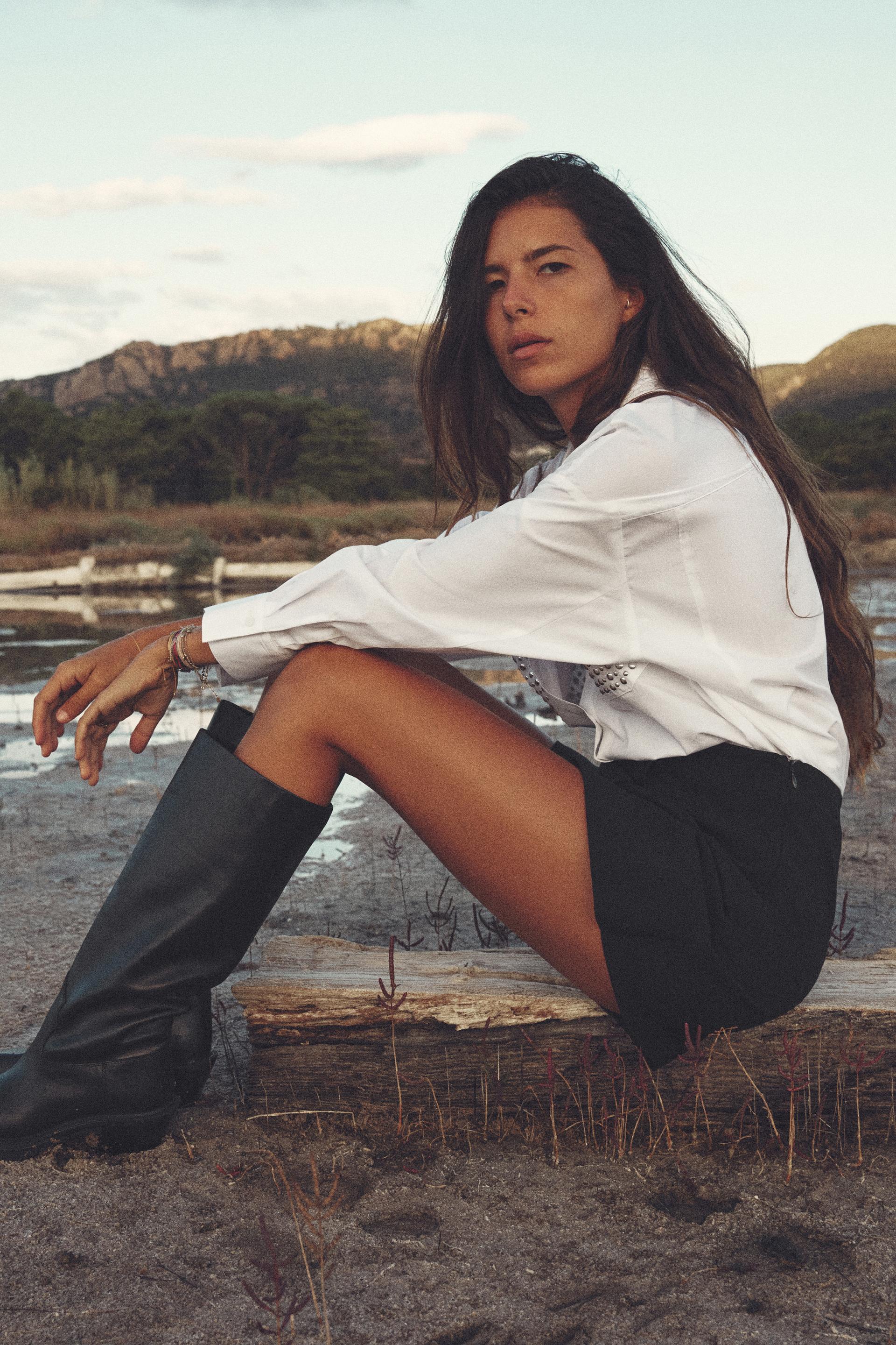 STUDDED OVERSIZED POPLIN SHIRT White ZARA United States