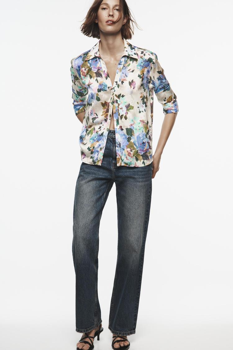 SATIN FLORAL PRINT SHIRT