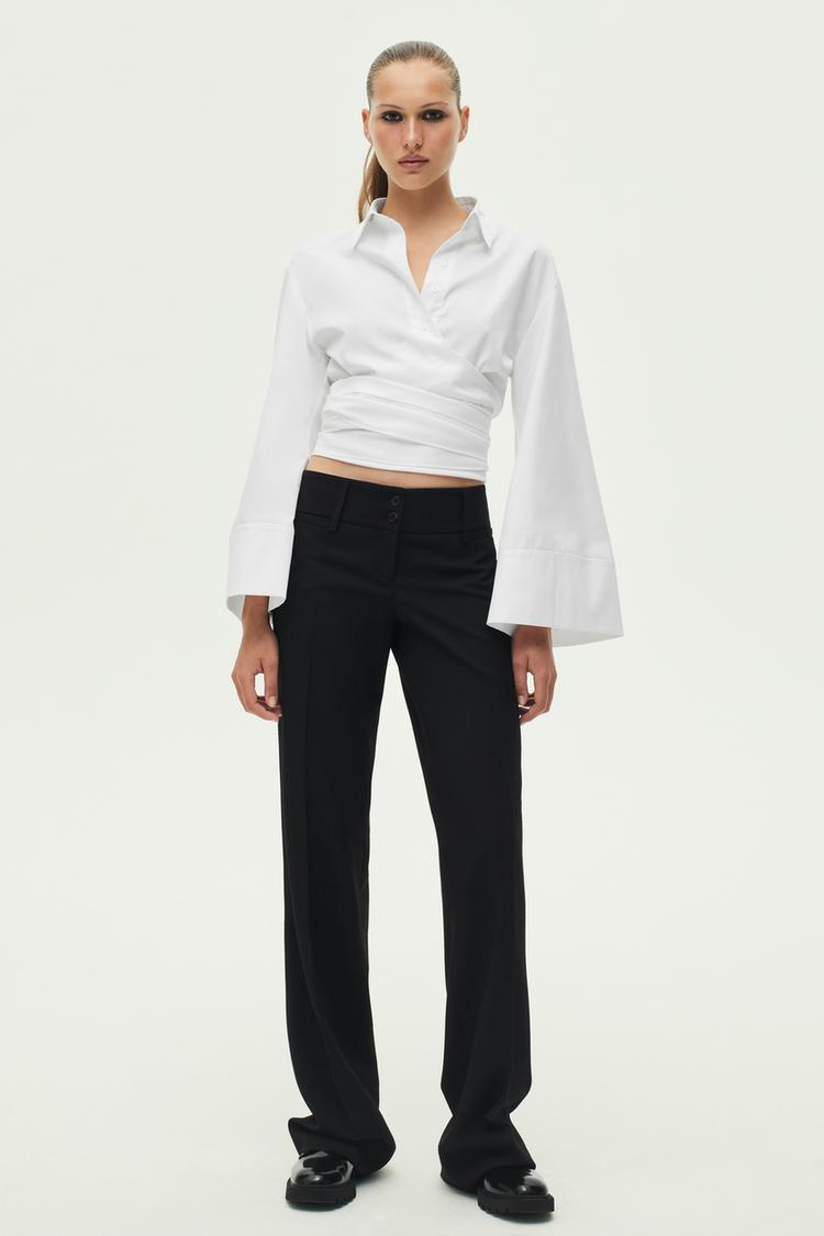 ZW COLLECTION POPLIN WRAP SHIRT