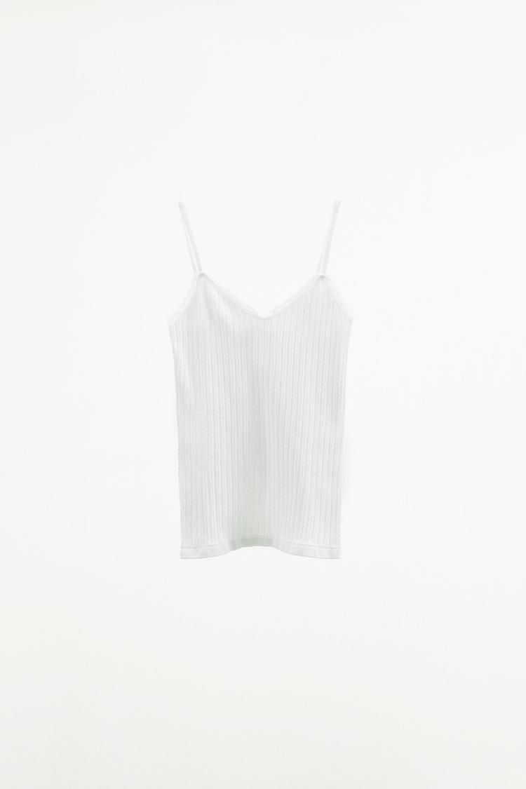 SEAMLESS LACE-TRIMMED TOP