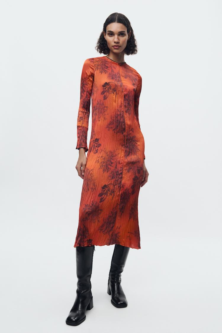 WRINKLED PRINTED DRESS ZW COLLECTION