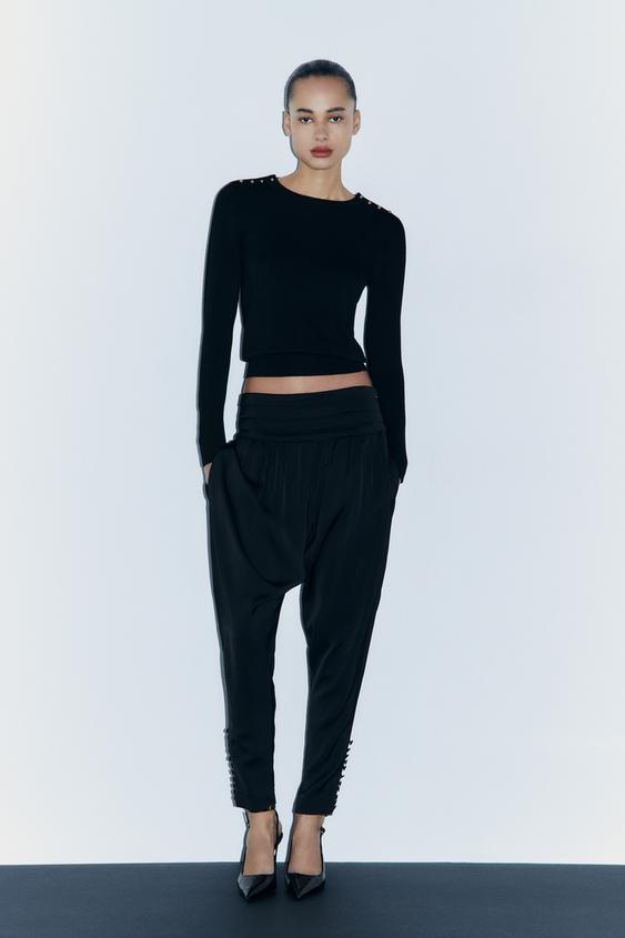 PULLOVER IN MAGLIA CON BOTTONI Nero ZARA Italia / Italy