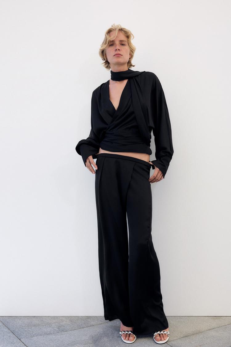 WIDE-LEG SATIN TROUSERS