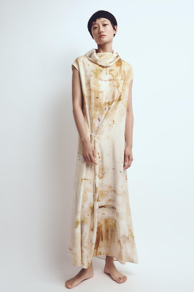 PRINTED DRESS WITH TIES