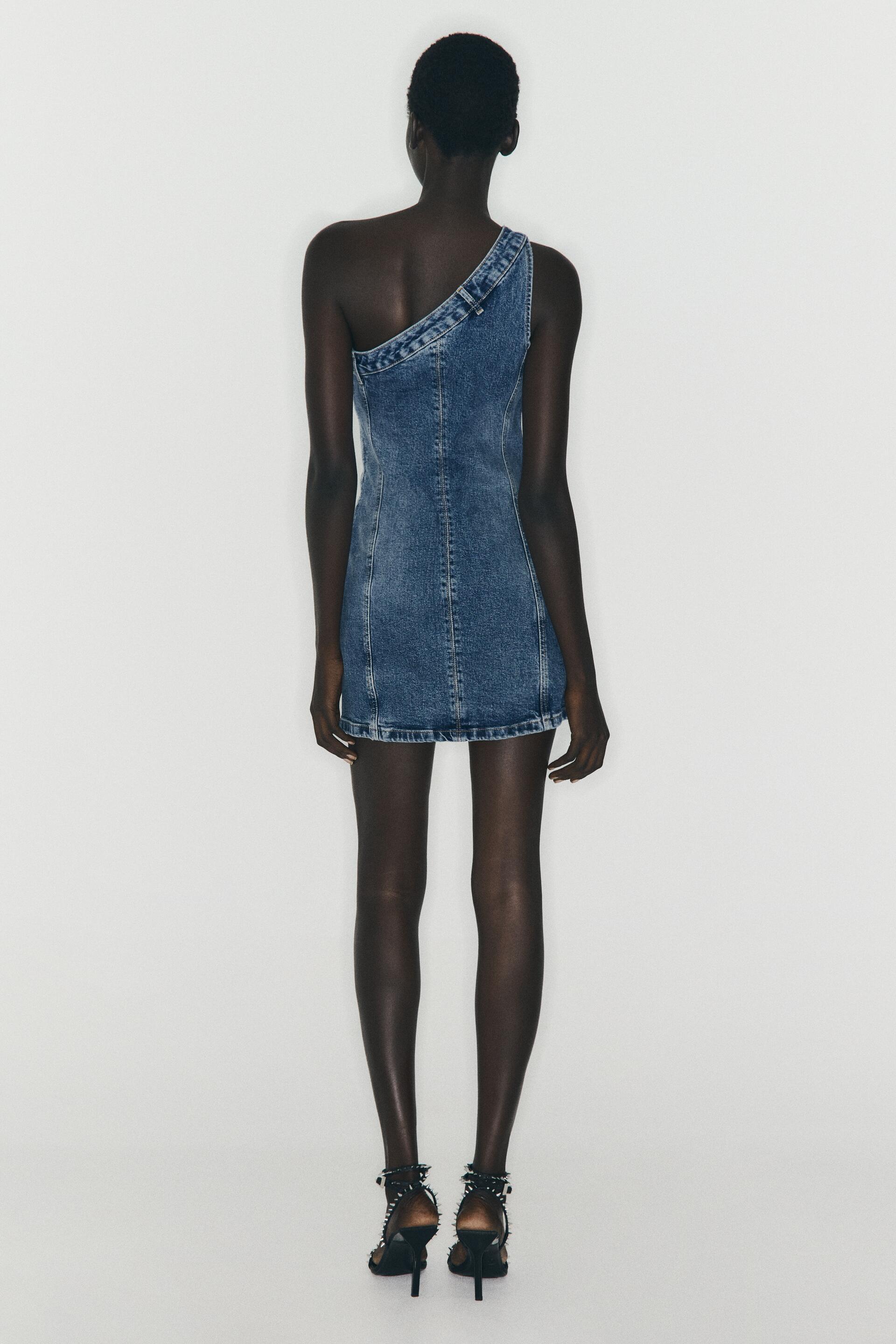 trf asymmetric denim dress ZARA NEW WOMAN ASYMMETRIC TRF HALTER DENIM DRESS LT BLUE XS-XXL 6929/380/406