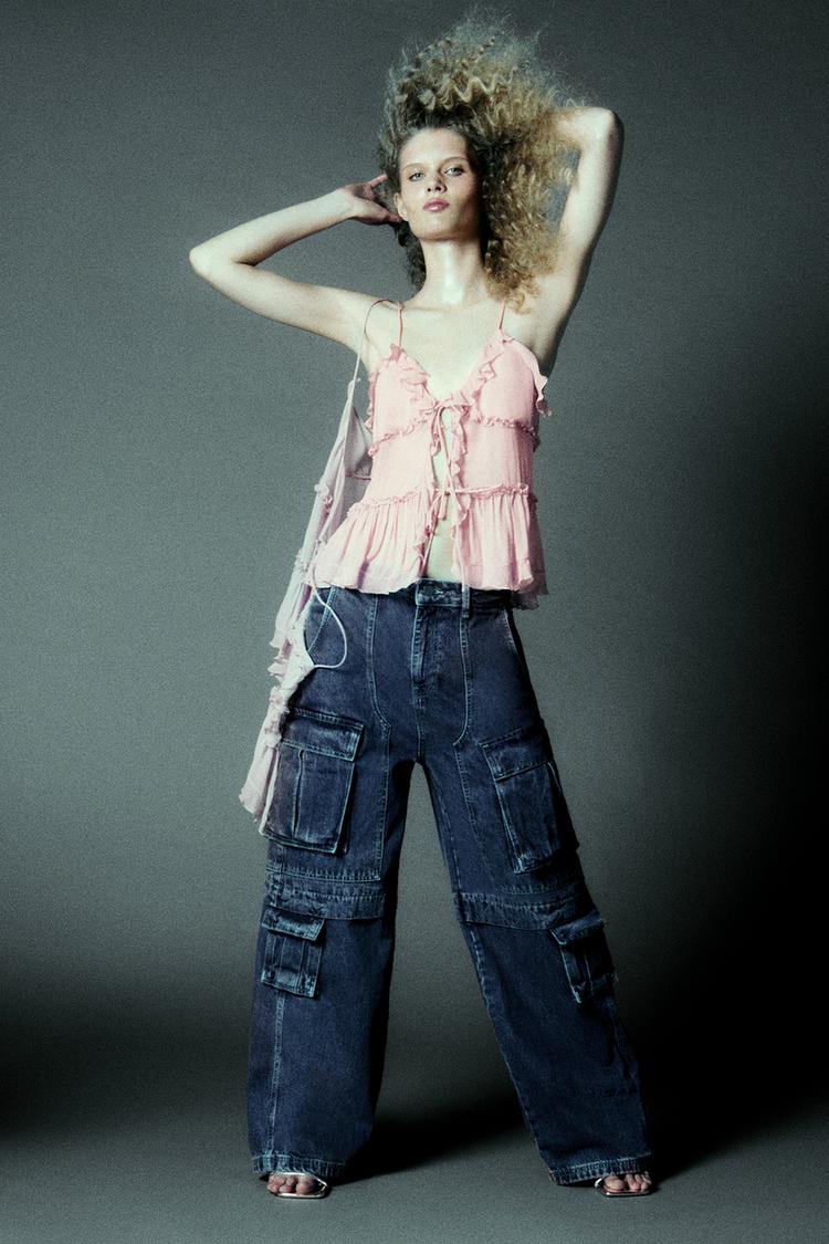 SEMI-SHEER TOP WITH RUFFLES