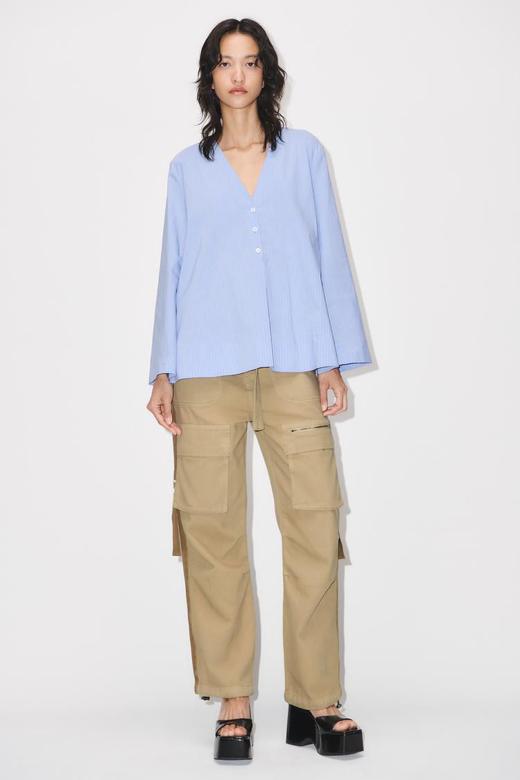 STRIPED POPLIN BLOUSE WITH VENTS