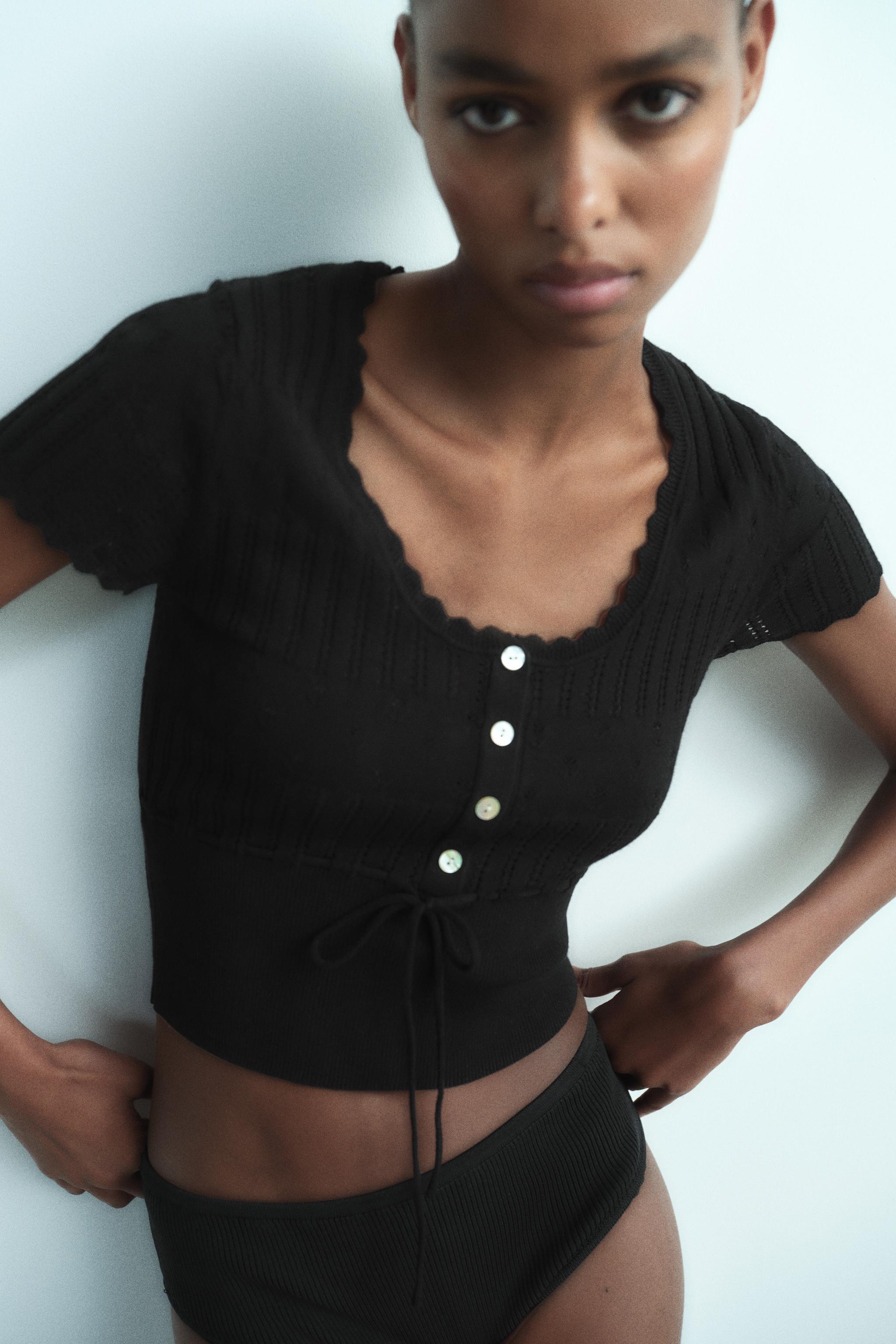 Drawstring knit top top